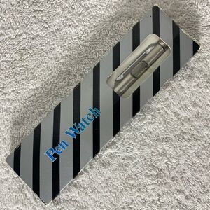 Vintage Silver Tone Pen Watch Clock Pen Ball Point Pen In Original Box